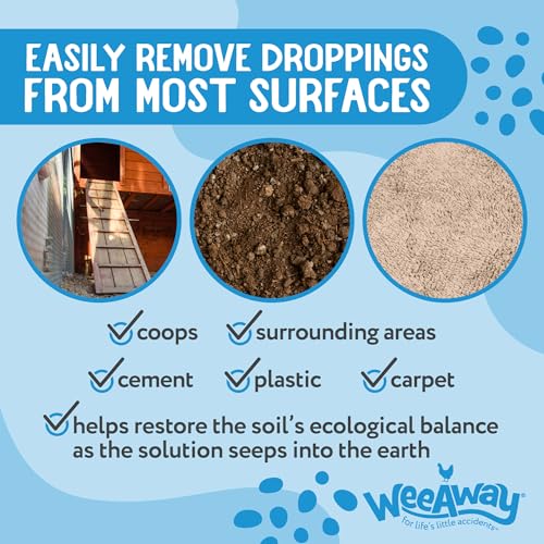 Image of Wee Away Chicken Coop Refresher & Droppings Remover for Chickens, Enzyme Cleaner for Bird Poop, Odor Eliminator for Outdoor Chicken Coops, Unscented, 1 Gallon