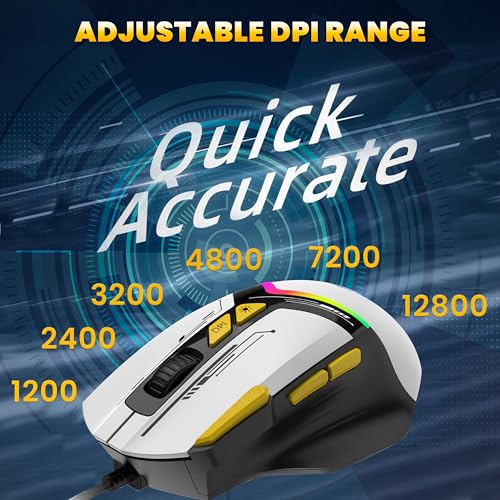 Image of Ant Esports GM333 Smartchoice Wired Gaming Mouse, 12800 DPI Optical Sensor, Ergonomic Design, RGB Lighting, Huano Switches, 1.5M Braided Cable, Inbuilt Software Support, Black /White /Yellow