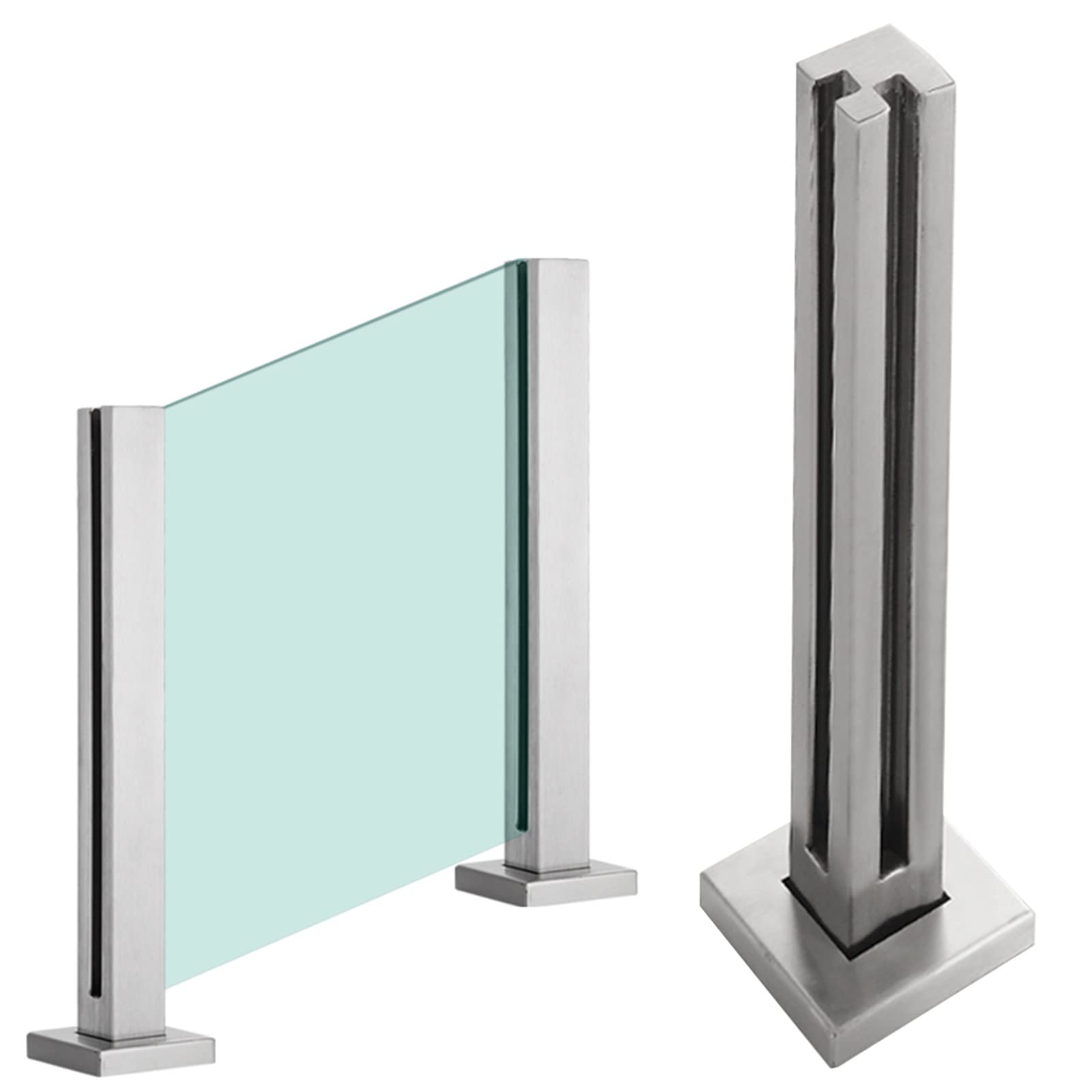 Poteau de balustrade en verre de 85 et 95 cm avec base de fixation au sol