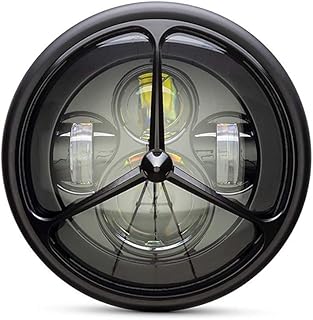 Moto Phare LED 7.7 " 3 Ligne Grille Rétro Café Coureur Streetfighter Chopper Personnalisé