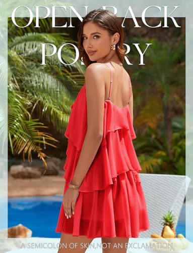 Image of DRESSTELLS Women's Cocktail Ruffle Tiered Dresses, Formal Wedding Guest Graduation Party Mini Dress