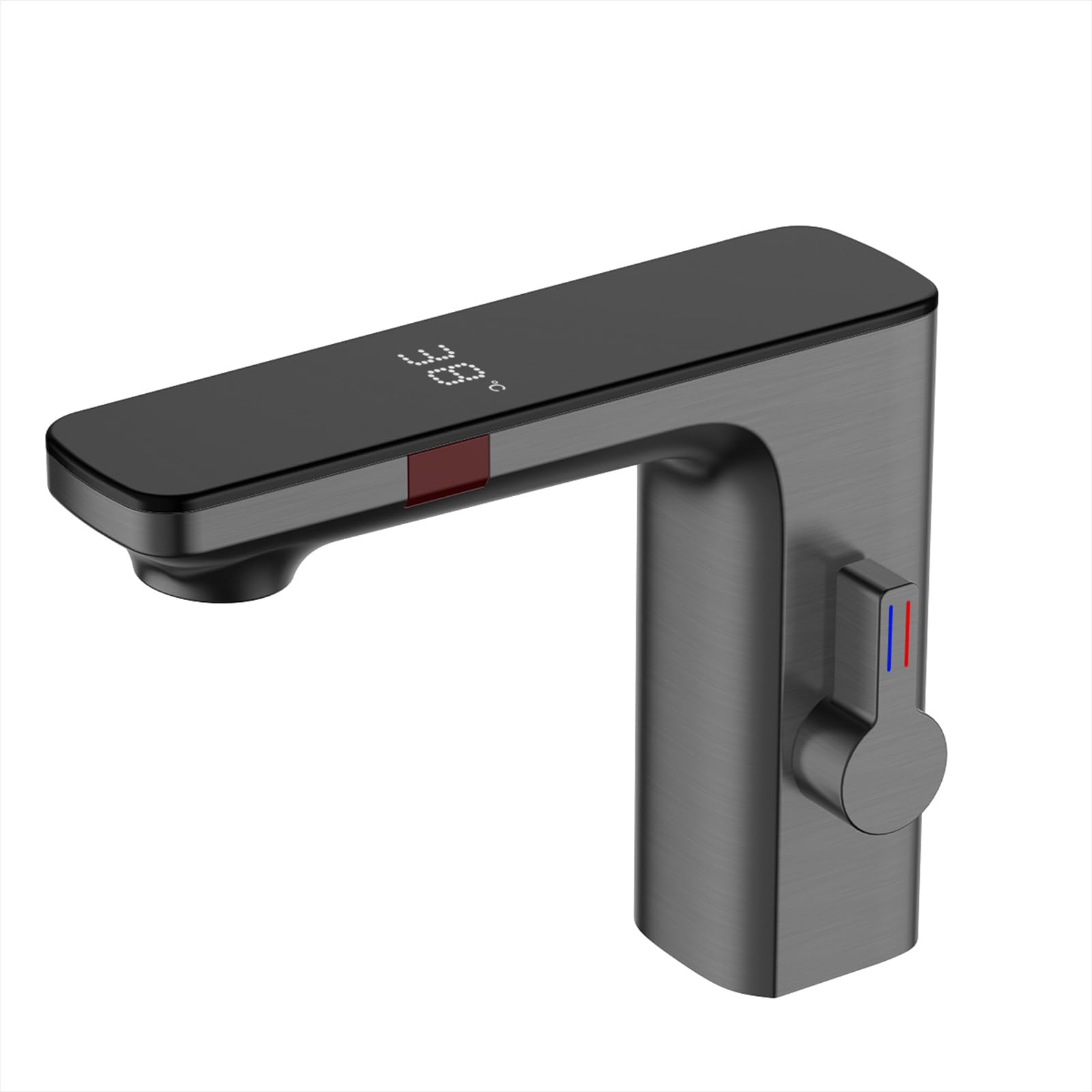 ZYCHSJXA Touchless Bathroom Sink Faucets for Smart Sensor Basin Mixer Tap with Digital Display Wash Tap,Gun Gray