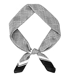 GERINLY Black Houndstooth Man Scarf, Elegant Neck Scarf Ascot, Fashion Silk Bandana Head Wrap (Black)