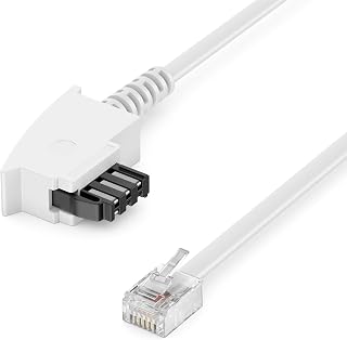 deleyCON 20m Telefonkabel TAE-F Stecker auf RJ11 Stecker 6P4C - Weiß