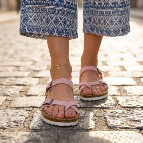 Image of CUSHIONAIRE Women's Luna Cork Footbed Sandal With +Comfort