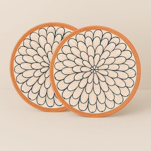 Image of YELONA Ceramic Plate Set of 2 | 8-Inch Petal Design Porcelain Dinner Plates | Floral Petal Pattern | Microwave & Dishwasher Safe | 20.5 cm | Lead-Free Tableware