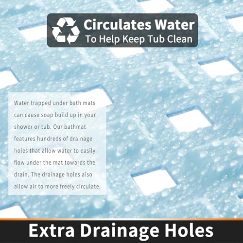Image of Door mat Bathroom mats Anti Slip for Entrance Floor Foot Skid Bathtub Bath Shower Suction Cups (Blue 70x40cm)