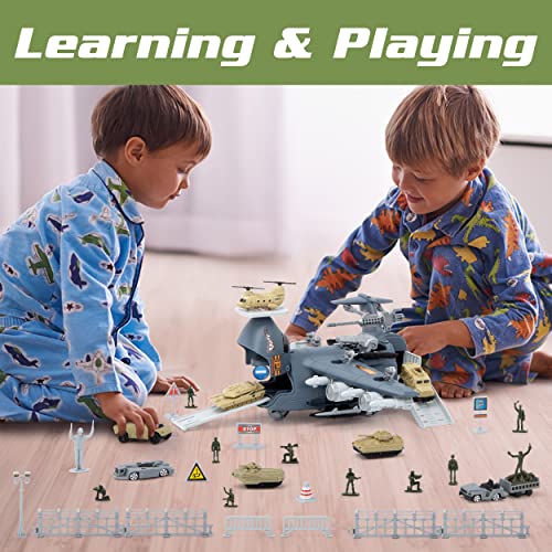 Xduoyjoy Military Airplane Toy, Army Toys Fighter Jet With 8 Vehicals, Army Men Trucks Airplanes Helicopter Car Kits Birthday Gift For Boys Age 4-7 #TOP6
