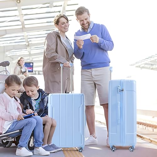 Luggage Sets 3 Piece, Hardshell Luggage, Carry On Luggage Set with TSA Lock, Luggage Sets with Spinner Wheels, Suitcases with Wheels, Luggage Set for Women, (20" 24" 28"), (Sky Blue)2