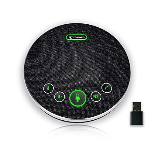 TONGVEO Bluetooth Konferenzlautsprecher,Drahtloser USB Freisprecheinrichtung 360° Sprachaufnahme mit 4 AI mikrofonen USB/Dongle/Bluetooth-Verbindung 8 Stunden Gesprächszeit für 8-12 Personen