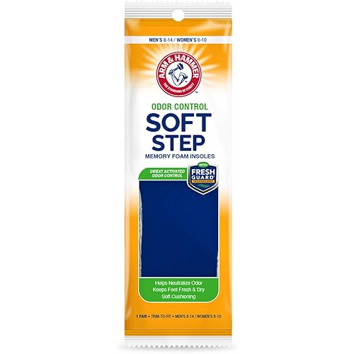 Arm & Hammer Odor Control Soft Step Insoles, Memory Foam Insoles for Men, Memory Foam Insoles for Women, Best Insoles for Standing All Day, Foot Inserts, Shoe Inserts Men and Women -1 Pair