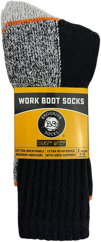 Mens Heavy Duty Steel Toe Work Cotton Socks, Thick Triple Cushioned Warm Crew Socks - Image 4