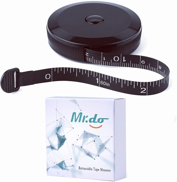 Mr.do Dual Sided Body Waist Measuring Soft Tape, Pocket Meter Tape Measure Retractable for Body Sewing Clothes Tailor 60 Inch / 150 cm Black
