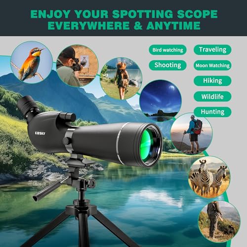 Gosky HD Spotting Scope 20-60x80mm with Tripod and Smartphone Adapter, BAK 4 Prism Spotter Scopes for Bird Watching Target Shooting Hunting Wildlife Scenery Moon Watching Hiking