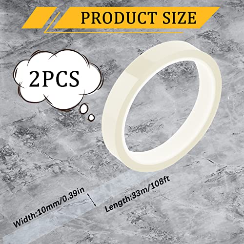 Image of LUTER 2PCS Heat Transfer Tapes, 10mm x 33m (108ft) High Temp Tape, Heat Resistant, Transparent