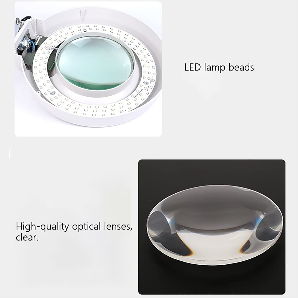 Lente di ingrandimento per la lettura Lente di ingrandimento con luce e supporto Comoda lampada da scrivania con lente di ingrandimento a LED Lente di ingrandimento per la lettura e la riparazione