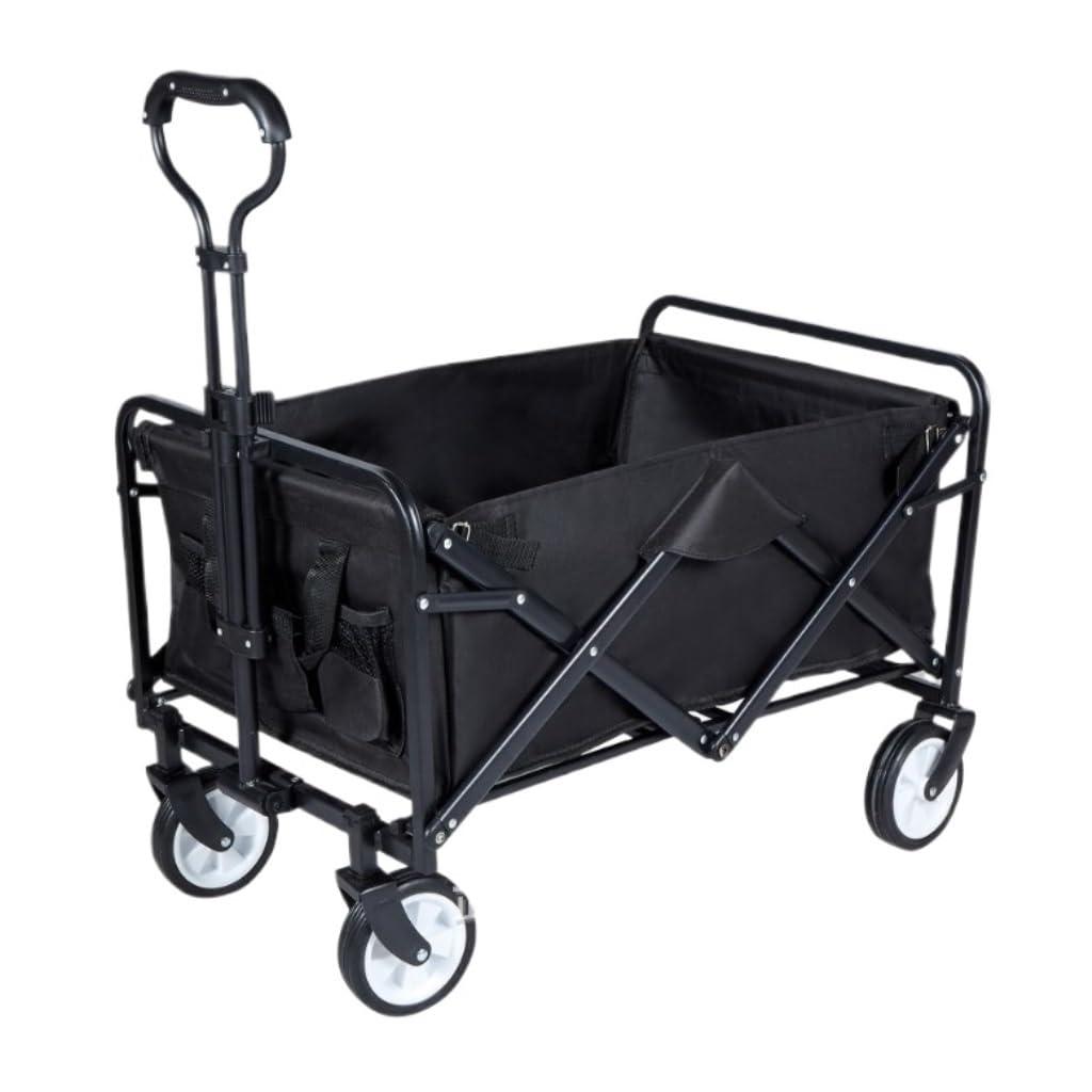 Fgjsfhrdtu Black Folding Cargo Trolley, Portable Camping Picnic Cart For Household(Black)