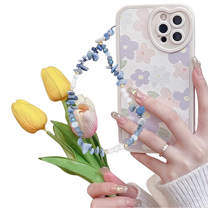 Ciondolo Per Telefono In Pietre Naturali Fatto A Mano – Cordino Da Polso Antismarrimento, 21cm