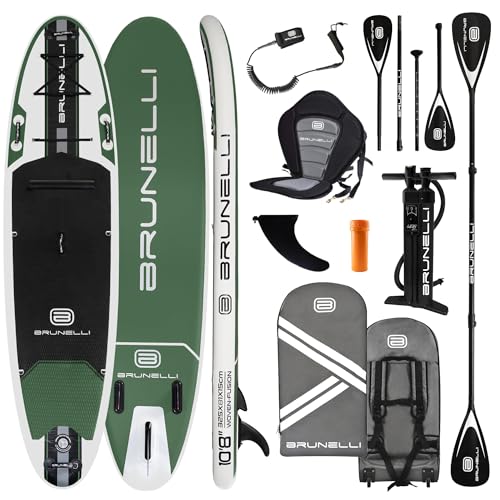 BRUNELLI 10.8 Woven X Fusion Double Layer iSUP Board aufblasbar Stand Up Paddle Surfboard 325cm Komplettset grün