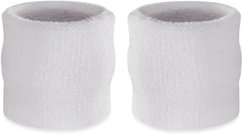 Miniatura 22 de Suddora Muñequeras absorbentes y transpirables de algodón grueso para entrenamiento, gimnasia, baloncesto, tenis y fútbol, muñequeras multiusos