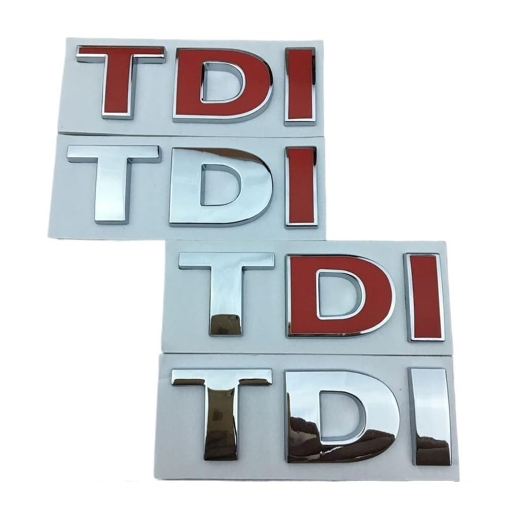 Generico Adatto For Volkswagen Adesivo For Auto In Metallo Modificato Logo TDI, Laterale, Coda, Griglia, Sportivo(TD silver I red)