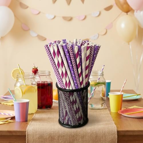 100 pitillos biodegradables de papel coloridos y rayados miniatura 3