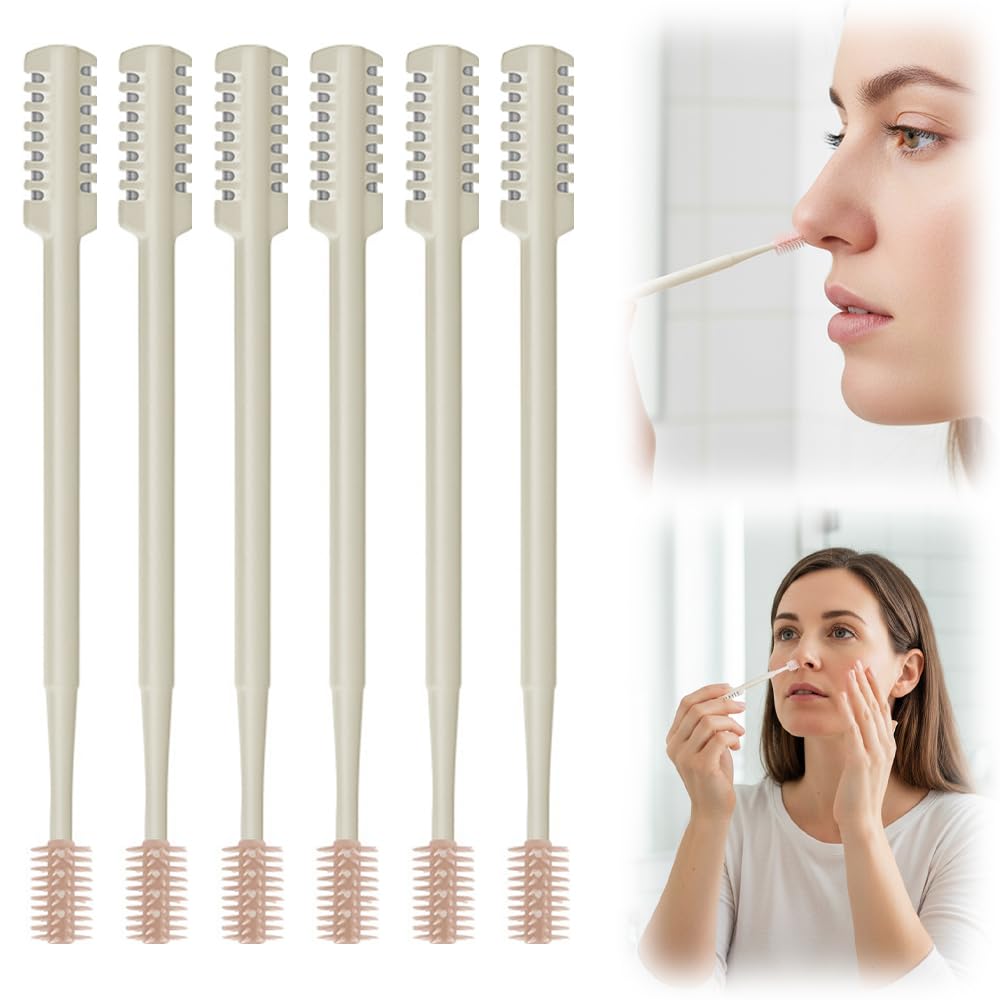 Fliwos 2-in-1 Nasal Hair Cutter 2026 Upgraded Double Sided Nose Hair Trimmer Portable Manual Nasal Clippers 360 Rotating
