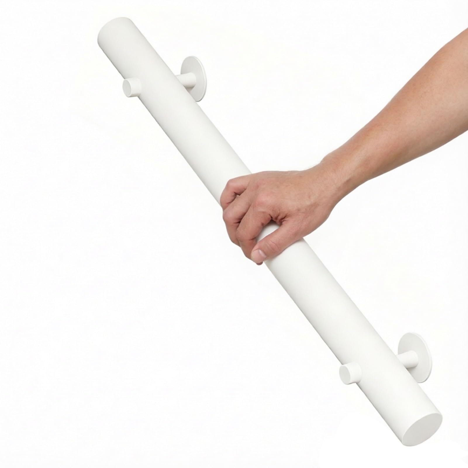 DMCHENGMA Wall Mounted Wooden Stair Handrail, 300cm/3.5m/4m/4.5m Easy Installation White Round Step Handle - Anti-Slip Safety Banister(11.5ft/350cm)
