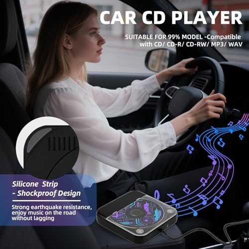 Image of Portable CD Player for Car, External Car CD Player with USB /AUX Ports, Anti-Skip, Universal Music Player for Vehicle, Laptop, TV, Computer, Plug & Play