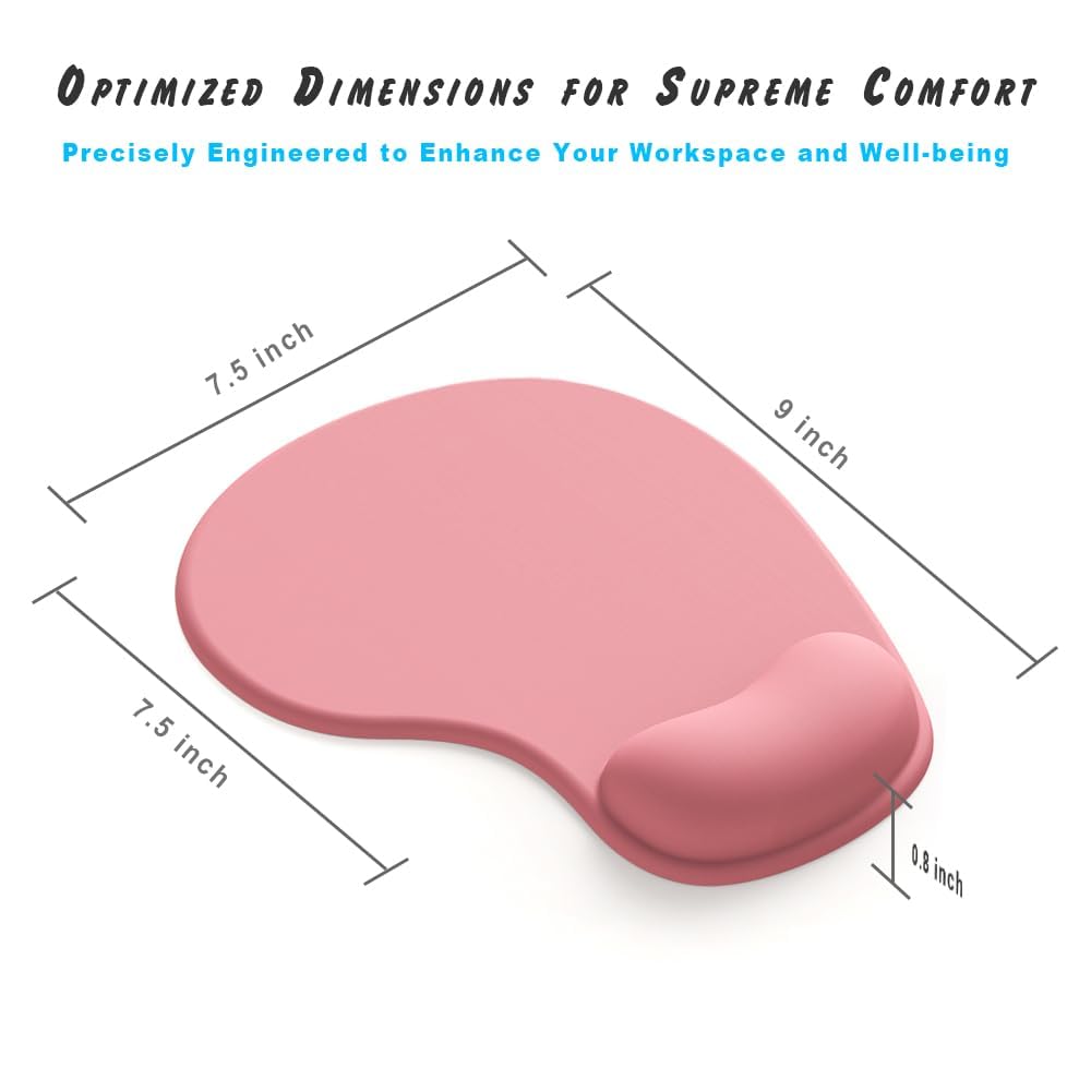 Office Mousepad with Gel Wrist Support - Ergonomic Gaming Desktop Mouse Pad Wrist Rest - Design Gamepad Mat Rubber Base for Laptop Computer -Silicone Non-Slip Special-Textured Surface (01Pink) — Amazon image 7