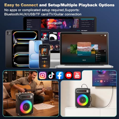 Image of Karaoke Machine with 3 Zero Delay Mics for Adults, Karaoke Set for Parties