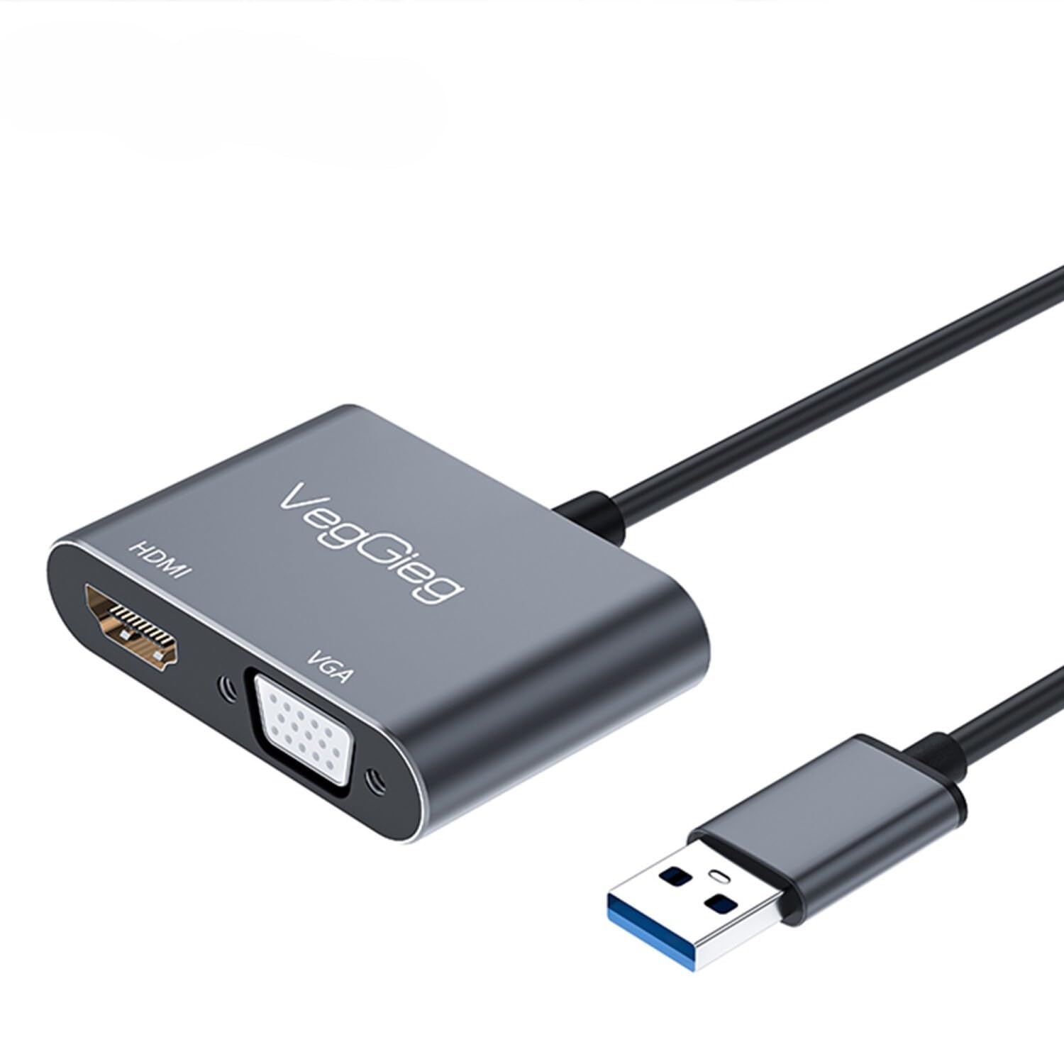 USB-A to 4K 30Hz HDMI ve 1080P 60Hz VGA Görüntü Çevirici Kablo