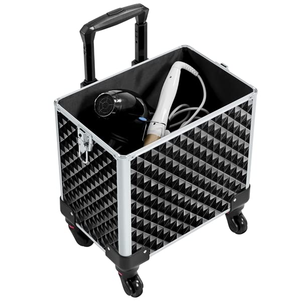 Valigia Valigetta Porta Trucchi 3 in 1 Grande Trolley Professionale Makeup Beauty Case Estetista da Viaggio con Ruote Nero