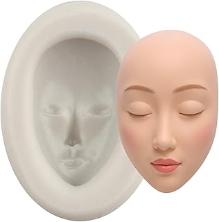 Sijiangmold Human Face Silicone Moulds Doll Head Fondant Mould Woman Fac...