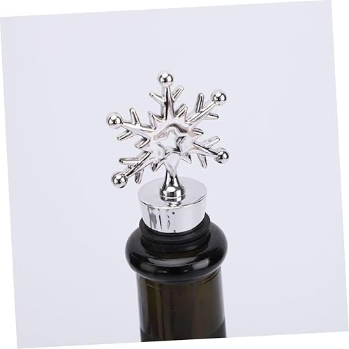 Miniatura 4 de NOLITOY Decoración de corona, 4 tapones para botellas de vino, corcho, copo de nieve, copos de nieve, tapones para botellas de vino, tapones de