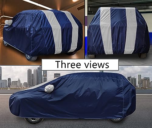 Image of Auto Hub Car Cover Compatible with Creta (Model : 2024-Till Date) with Mirror Pocket, Water Resistant, Triple Stitched, Creta 2024 Car Cover- Navy-Silver