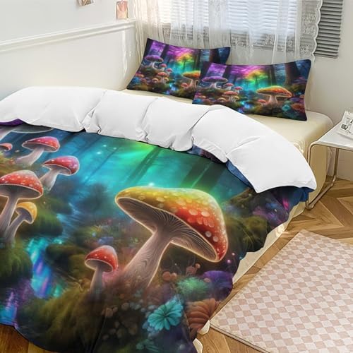 Housse de couette champignon anti-allergie microfibre douce lit double - 5