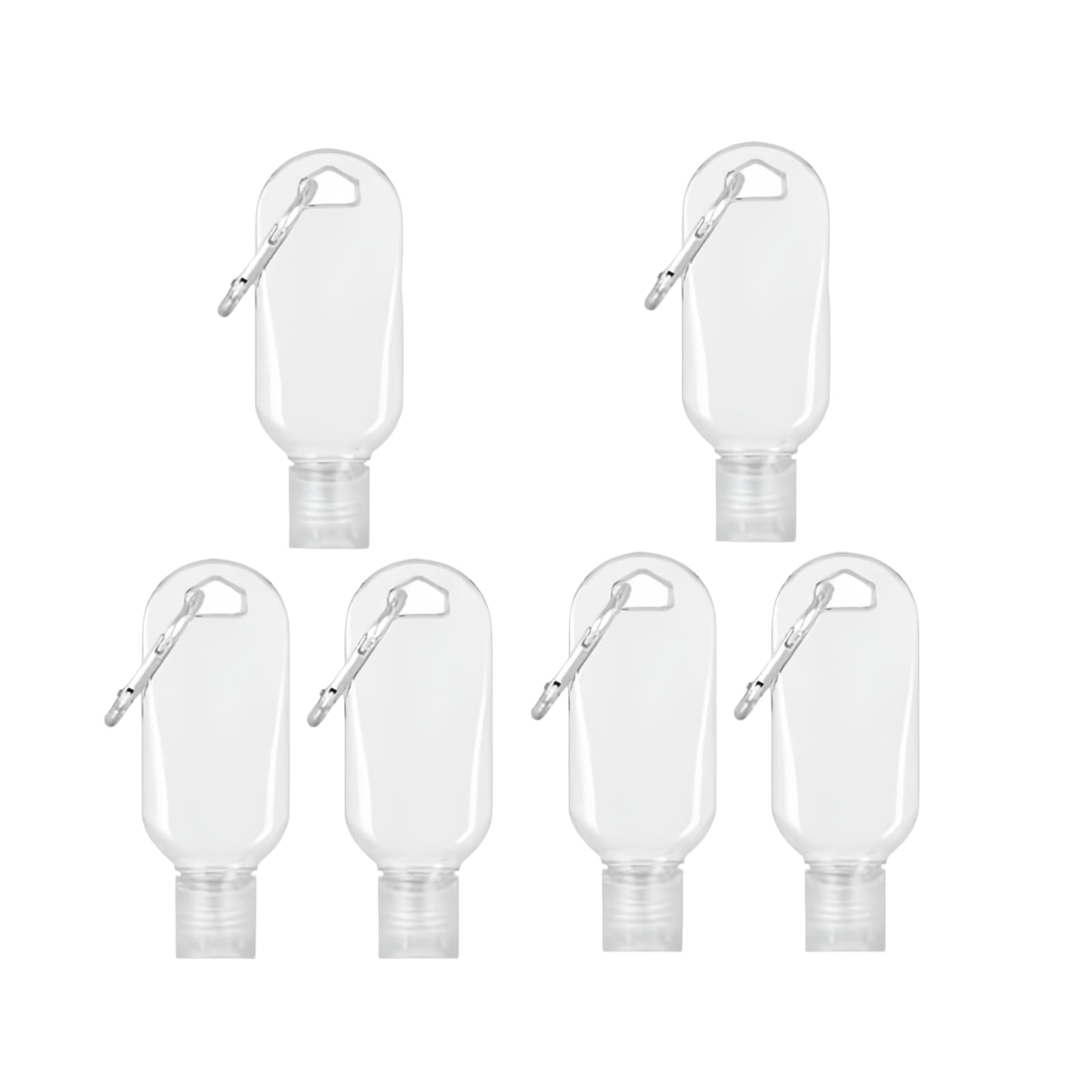 Rzcin 6 Pcs Transparent Hot Sauce Keychain Bottles - Portable Mini Ketchup Containers For On-The-Go - Refillable Travel Size Hot Sauce Keychain, 2Oz/50Ml Bottles