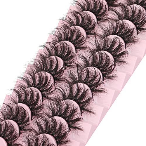 wiwoseo False Eyelashes Russian Strip Lashes 3D Effect Dramatic Wispy Fluffy Curly 20MM Lashes 10 Pairs Pack