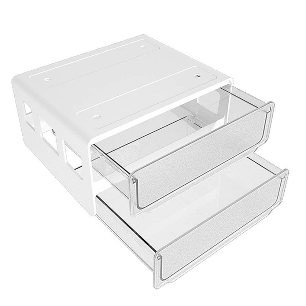 CTRLZS Under Desk Storage Drawer Slide Out, Hidden Self-Adhesive Organizer, Attachable Drawer Organizer with 2 Layers White