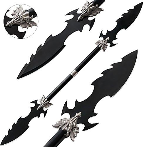 Amazon Com New Dueling Dragons Double Blade Fantasy Spear Naginata Steel 48in Long Sports Outdoors