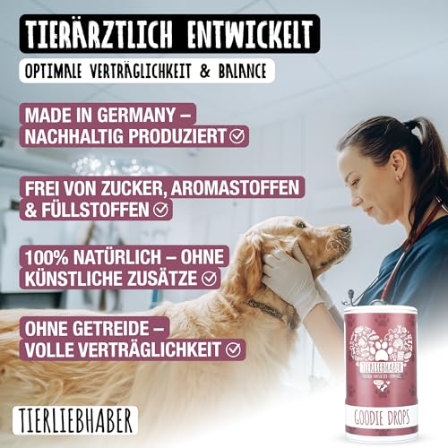 TIERLIEBHABER Goodie Drops gesunde Hundeleckerlies – Hundesnacks für kleine Hunde und Welpen – Dog Treats als Hundeleckerli Getreidefrei – Leckereien für Hunde Hundekekse – (ca. 340 Drops)