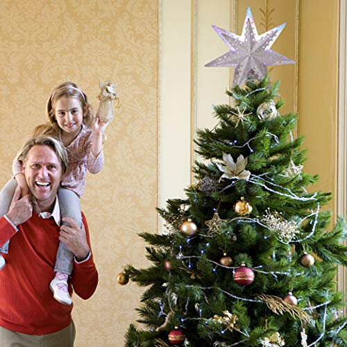 Juegoal Lighted Christmas Tree Topper, With Built-In Rotating Magic Ball Led Treetop Projector, 3D Glitter Silver Christmas Tree Star, Holiday Christmas Tree, Winter Home Wonderland Decorations #TOP5
