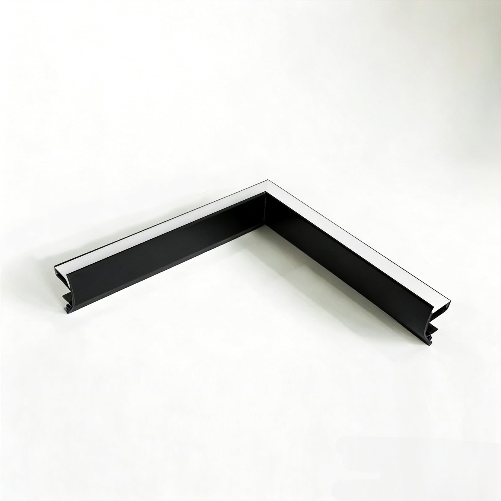 LZMZMQ Surface Mounted Aluminum Light Trough 1/2/3/4/5 M, Black Led Light Strip Diffuser Channel, Led Indirect Lighting Cove Molding for Hotel/Apartment(Inner Corner)