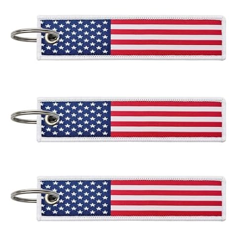 LLBFHH 3 Pcs USA American Country Flag Keychain,Woven label Key Chains for Car Keys,Fabric Key Chains Men and Women,Used for Various Decorations. Cover