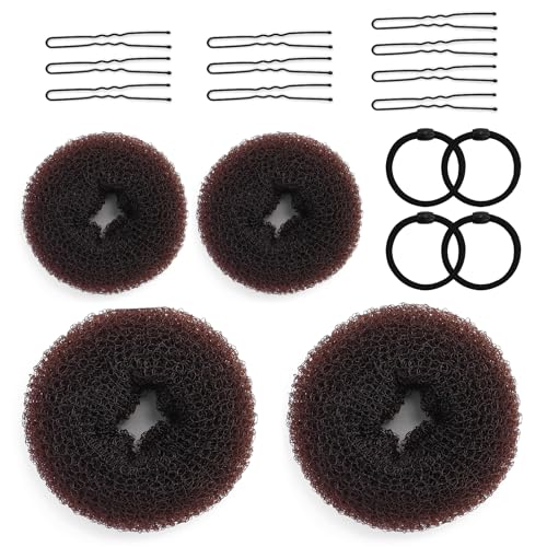 Juego de 18 almohadas pequeñas para moños, grandes, para hacer moños, para hacer moños, donut elástico, ayuda para el pelo