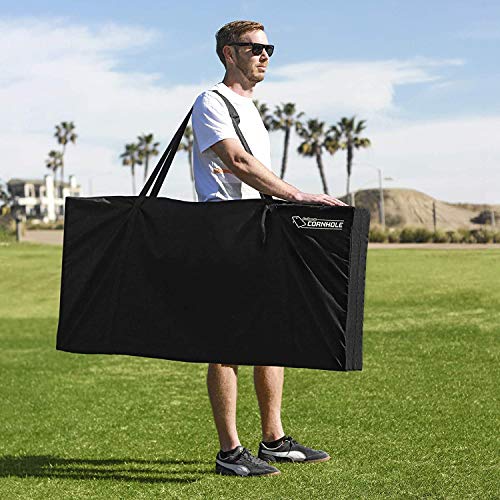 GoSports 4 ft x 2 ft Regulation Size Wooden Cornhole Boards Set with Dark Brown Finish - Includes Carrying Case - No Bean Bags