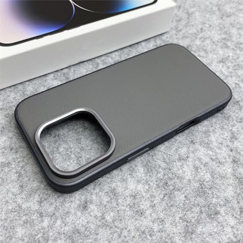 Coque en métal de luxe iPhone 16 Plus gris foncé aux bords souples de protection haute couture