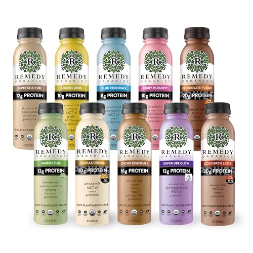 Remedy Organics Variety Assortment Case 10-Pack | Plant Based Protein Shakes, Ready to Drink