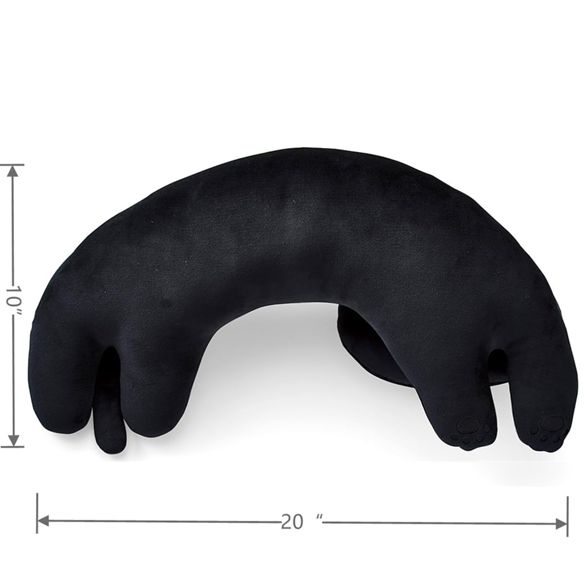 Furvana Almohada de Felpa de Gato en Forma de U, Lindos Peluches, 20 Pulgadas, Animal de Peluche ultrasuave, Regalo de cumpleaños (Negro)